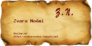 Zvara Noémi névjegykártya